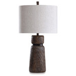 StyleCraft - Casual Table Lamp Chestnut and Dark Coffee Finish - Refresh your indoor lighting possibilities with the StyleCraft Casual Table Lamp. This remarkably stylish, plug-in table lamp boasts rich carved details and soft top shade that steers light to the most important corners of your space. From the three-way switch to the energy-efficient design, this lamp makes any bedroom, living room or hallway brighter.