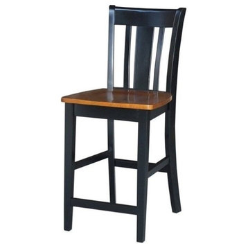 International Concepts Solid Wood Counter Height Stool in Black/Cherry