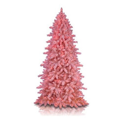 Pink Frosting Flocked Christmas Tree - Holiday Decorations