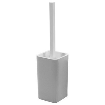 Contemporary Square Toilet Brush Holder, Silver