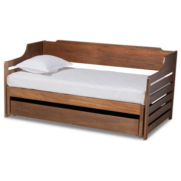 Bowery Hill Transitional Wood Expandable Twin Size to King Size Daybed in Brown