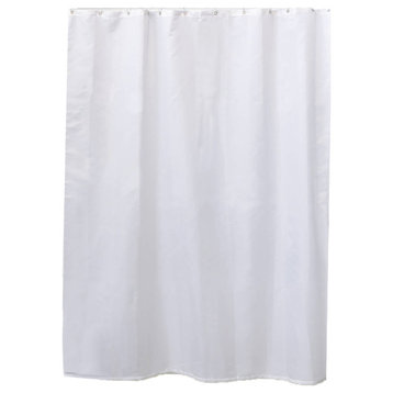 Extra Long Shower Curtain Polyester 12 Rings 79L x 71W, White