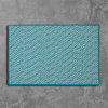 Outdoor Houndstooth Tweed Turquoise 12' Square, Square, Braided Rug