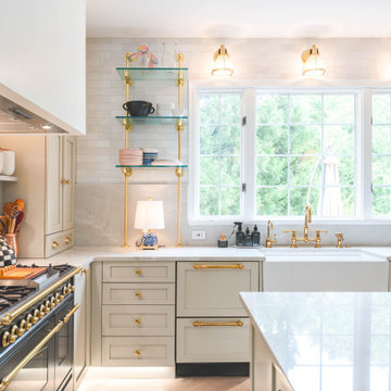 A Tranquil Fusion of Green and White Kitchen Renovation