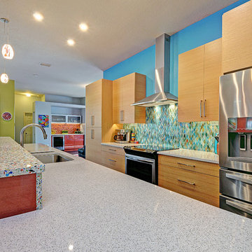 Bright and Colorful Kitchen and Living Space