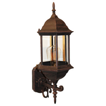 1 Light Wall Lantern in Rust with Clear,Beveled Glass