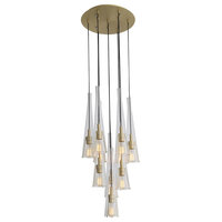 Abbey Park 10-Light Chandeliers, Brushed Brass