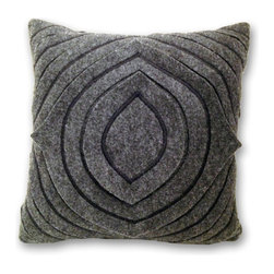 Tear Drop Hand Cut & Embroidered Wool Pillow - Decorative Pillows