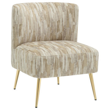 Fran Slipper Chair, Gold Metal/Light Brown Fabric