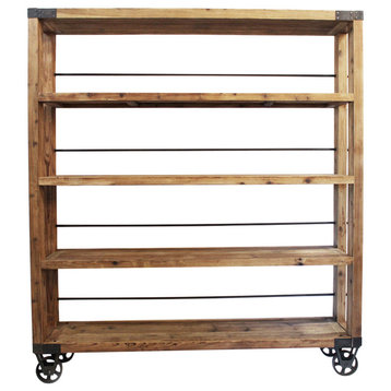 Industrial Wood & Iron Castor Shelf
