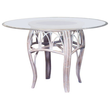 Cuba Table Base In Sienna With 48" Round Tempered Bevel Edge Glass