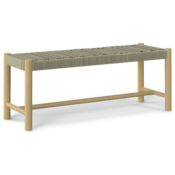 Dahlia SOLID WOOD 18x46" Contemporary Outdoor Indoor Bench in Natural Taupe