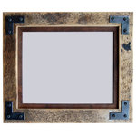My Barnwood Frames - Distressed Barn Wood Frame, Metal Corner Brackets, Park City Series, 4"x4" - *PLEASE NOTE - Glass is included with frame sizes 16x20 or smaller. Larger sizes do not include glass due to the high risk of breakage in shipping.  These Rustic Frames made from heavily distressed barnwood with an alder inset are some of our best-selling frames. Each is carefully handcrafted, and we've embellished this "Park City Series" frame with dark metal corner brackets to give it a truly unique look. We start with a 1.5" wide piece of naturally-aged barnwood and hand-distress the edges, then add a 1/2 inch interior molding made of dark walnut-stained alder wood. The finished frame width is 2" wide.  Rustic frames look great in a variety of settings, and despite its decidedly "western" look, this frame has the capacity to compliment dozens of different decorating styles. The combination of dark and light woods makes it a good choice for colorful portraits or black and white prints. It is a truly versatile frame. The exquisite craftsmanship of our rustic frames makes them treasured gifts, but our Park City Series 8x10 frame is one of our most rugged. The decorative corner brackets not only add to the frame's distinctive beauty, they also strengthen and reinforce the frame, making it likely that this heirloom-quality frame will be around for a long, long time.
