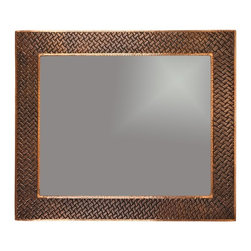 Premier Copper 36&Prime; Hand Hammered Rectangle Copper Mirror with Decorative Braid D - Wall Mirrors