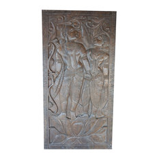 Mogulinterior - Consigned Antique Hand carved Ram Sita the divine Love Panel Wall hanging - Wall Accents