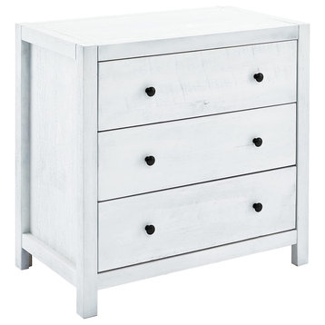 Rustic Wood with 3-Drawer Dresser, White Washed