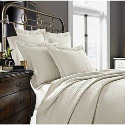 Diamante Cotton Matelasse Coverlet in Ivory by Kassatex - Quilts And Quilt Sets