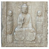 Chinese Distressed Brown White Stone Carved Buddhas Display Statue Hcs7365