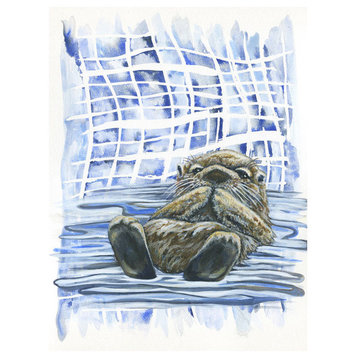 "Shibori and Marine Mammal, Taking a Break" Stretched Canvas Art by Karin Grow