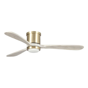 52 in Modern Flush Mounted Ceiling fan with 3 Blades in Sand Copper