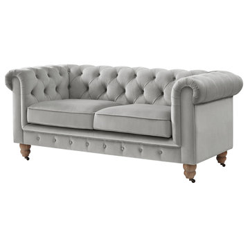 Rustic Manor Maddie Loveseat Button Tufted, Gray