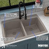 Karran Drop-In Quartz 34" 1-Hole 50/50 Double Bowl Kitchen Sink, Concrete