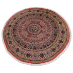 Bareens Designer Rugs - Bakhtair Pak Persian Hana Pink/Beige Wool Round - 10'2'' x 10'5'' - Designed with mesmerizing intricacy and gorgeous color palette, this hand-knotted masterpiece demonstrates the beauty and electrifying thrill of Pak Persian art. These meticulously hand-knotted Pak-Persian rug is made with pure wool and features breathtaking traditional, transitional, and tribal designs in bold luxurious color pallets. Known for their intricate designs these rugs are a reproduction of Persian rugs, made in Pakistan with unique Mughal designs. Made by master weavers using the same Persian texture, design and dying technique, we wanted to produce the most significant manifestation of Persian art, life, and culture. This rug is most famous for its exceptional quality, incredible designs, patterns, and vibrant rich color. Pak-Persian rugs made with Persian weave with high knot counts, which enables the high intricacy and detail found in the patterns are also referred to as "State of art", each color adds a rich beautiful detail in the artwork of this rug. The design, color, and beautiful chromatic composition with a vibrant sheen with intricate designs, exude beauty, elegance, and quality make this rug a masterpiece of its own.