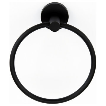 Alno A8340 Contemporary I 6 Inch Wall Mounted Towel Ring - Matte Black