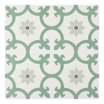 SomerTile Daria 9-3/4" x 9 3/4" Porcelain Floor and Wall Tile, Green