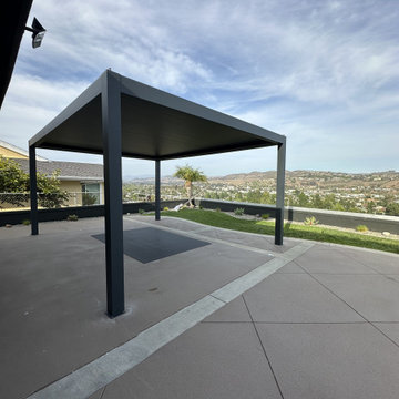 White Louvered Pergola Installation — Irvine, CA