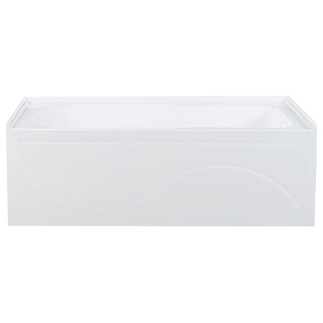 Ivy Alcove Soaking Bathtub With Apron Skirt, 60"x30", Right Hand Drain