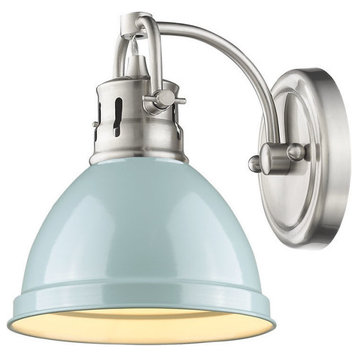 Duncan 1-Light Vanity Fixture, Pewter, Pewter/Seafoam