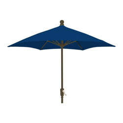 FiberBuilt Umbrellas LLC - 7.5 Foot Hexagonal Navy Blue Outdoor Patio Umbrella with Bronze Finish - Outdoor Umbrellas