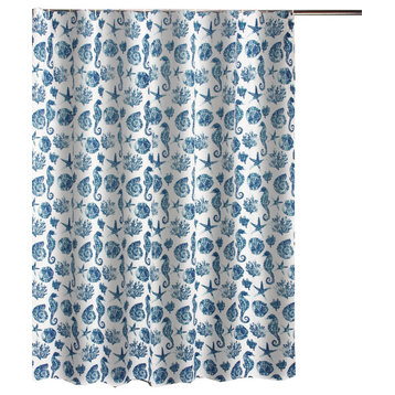 Greenland Home Fashions Pebble Beach Bath Shower Curtain, Blue 72x72