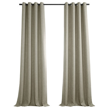Faux Linen Grommet Room Darkening Curtain Single Panel, Oatmeal, 50"x84"