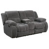 Coaster Weissman Fabric Motion Loveseat with Console in Gray