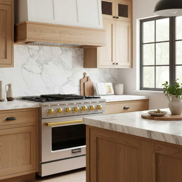 Janska 36 inch Gas Range - Stainless Steel with Gold Handle