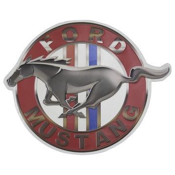Vintage Ford Mustang Logo Embossed Metal Wall Decor Sign