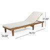Wells Outdoor Acacia Chaise Lounge Set With Water-Resistant Cushions, Cream