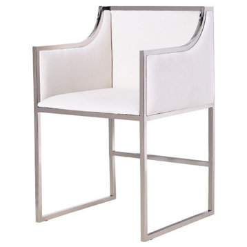 Bella Chair (set of 4 ), Chrome/White Fabric