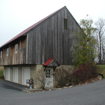 Side Angle View of Bank Barn