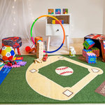 Furnishmyplace - Baseball Field Ground Kids Area Rug Anti Skid Rubber Backing, Green, 6'7"x9'2" - Contemporary Area Rug: With a recreational and interactive design, this floor carpet portrays your love for sports. It enhances the overall aesthetic appeal of your indoor spaces and provides a safe spot for your child’s play. Material Used: This rectangular area rug is made with a dense nylon pile with a soft texture. It comes with a skid-proof rubber backing and reinforced edges that hold the rug in its place, reducing the risks of slips and trips. Contemporary Design: This machine-made floor rug features a crisp and detailed graphic print of a baseball ground. The vivid and bold color scheme blends well with most interior decor themes. Easy Maintenance: This kid’s play area rug demands minimal care. It comes clean of spills, dirt and stains easily. You can wash it in a machine or soap with cold water.