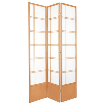 Lightweight Room Divider, Rice Paper Screens With Cross Frame, Natural/3 Panels