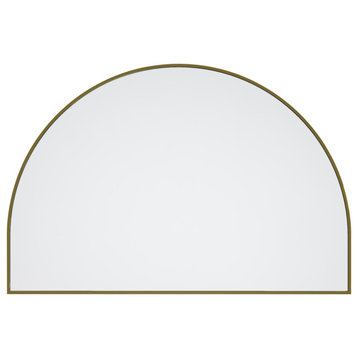60" W X 40" H Arch Shape Stainless Steel Framed Mirror, Satin Brass