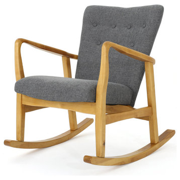 GDF Studio Collin Mid Century Fabric Rocking Chair, Gray