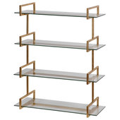 Set of Two Gold Finish Shelves with Hooks