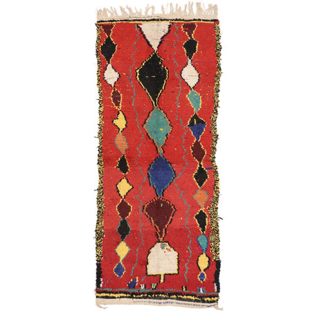 Vintage Red Moroccan Rug Runner, 03'05 X 08'00
