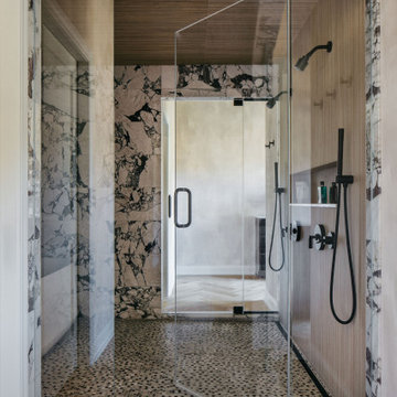 Organic Modern Bathroom with Calacatta Viola Marble