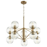Cyan Design - Cyan Design 10962 Helios Chandelier - Cyan Design 10962 Helios Chandelier. Finish: Aged Brass. Material: Iron/Glass. Dimension(in): 28.5(L) x 28.5(W) x 13.5(H) x 28.5(Dia). Bulb: (10)60W Medium base(Not Included). Diffuser Material: Glass. Shade Color: Clear.