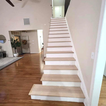 Stair Tread Replacement & New Modern Railings